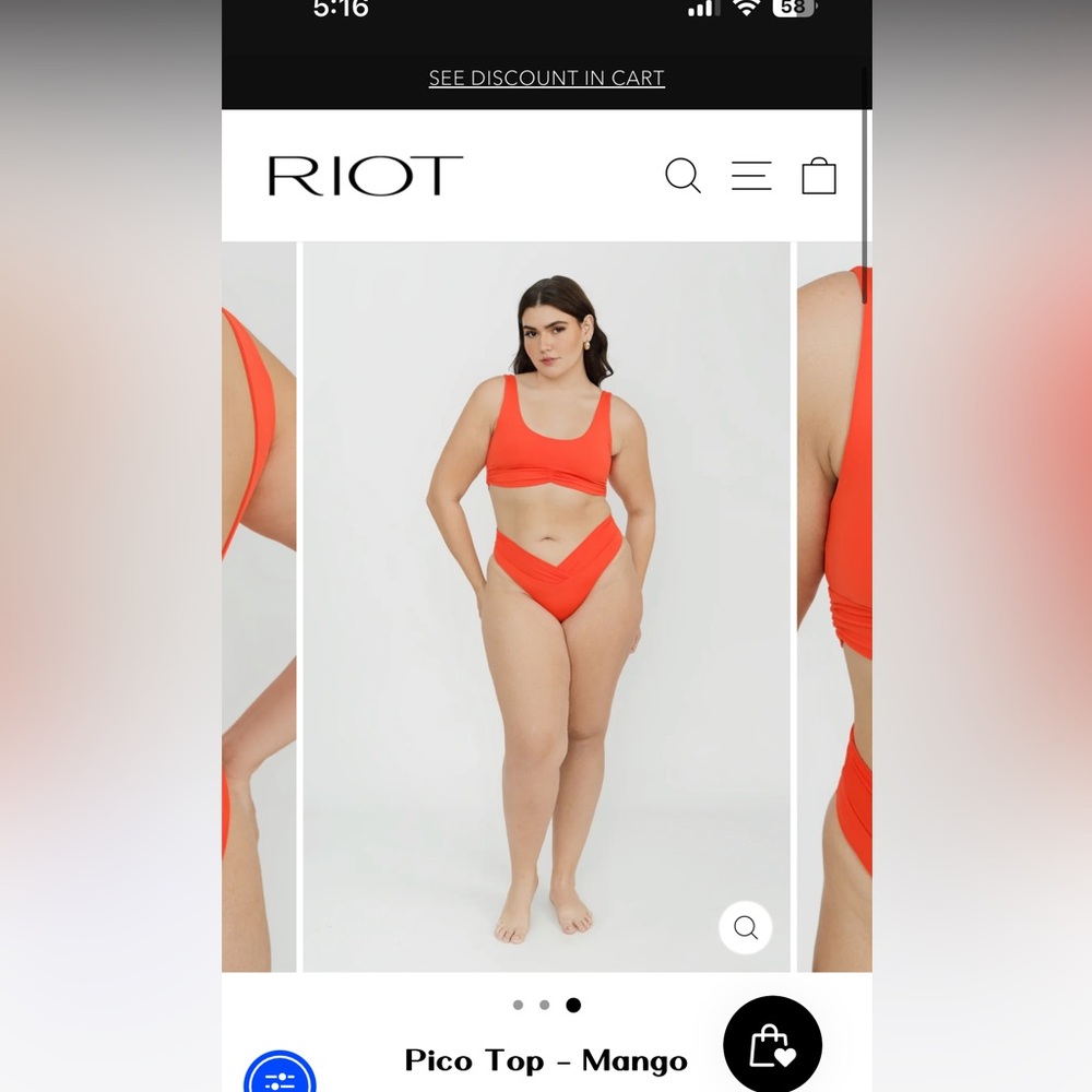 Riot Swim- Pico top and bottom in Mango